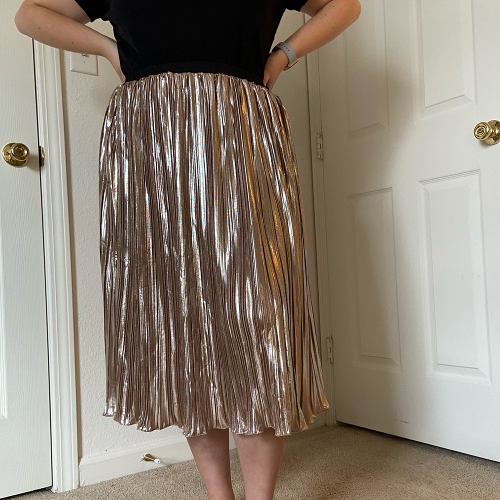 NWT Hayden Los Angeles Bronze Pleated Midi Skirt